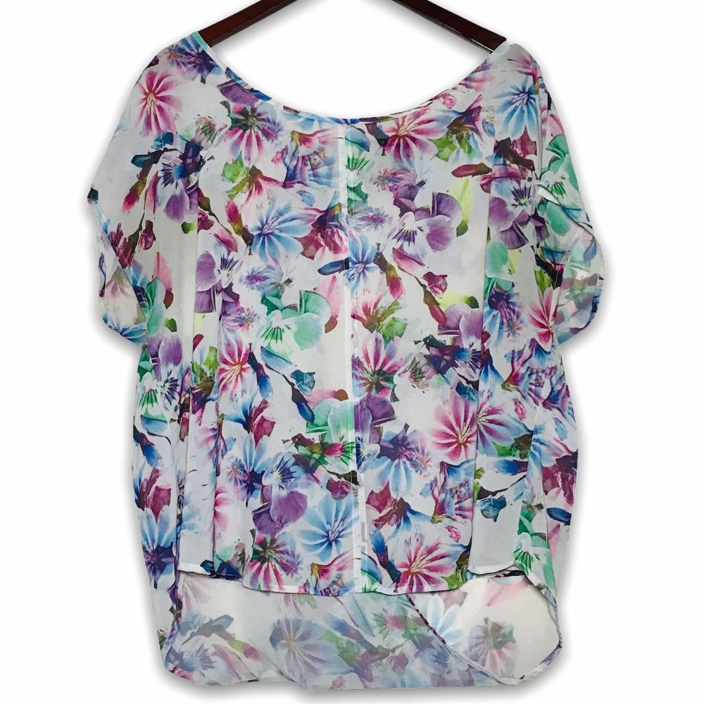 Torrid Floral Chiffon Open Back Top Size 1